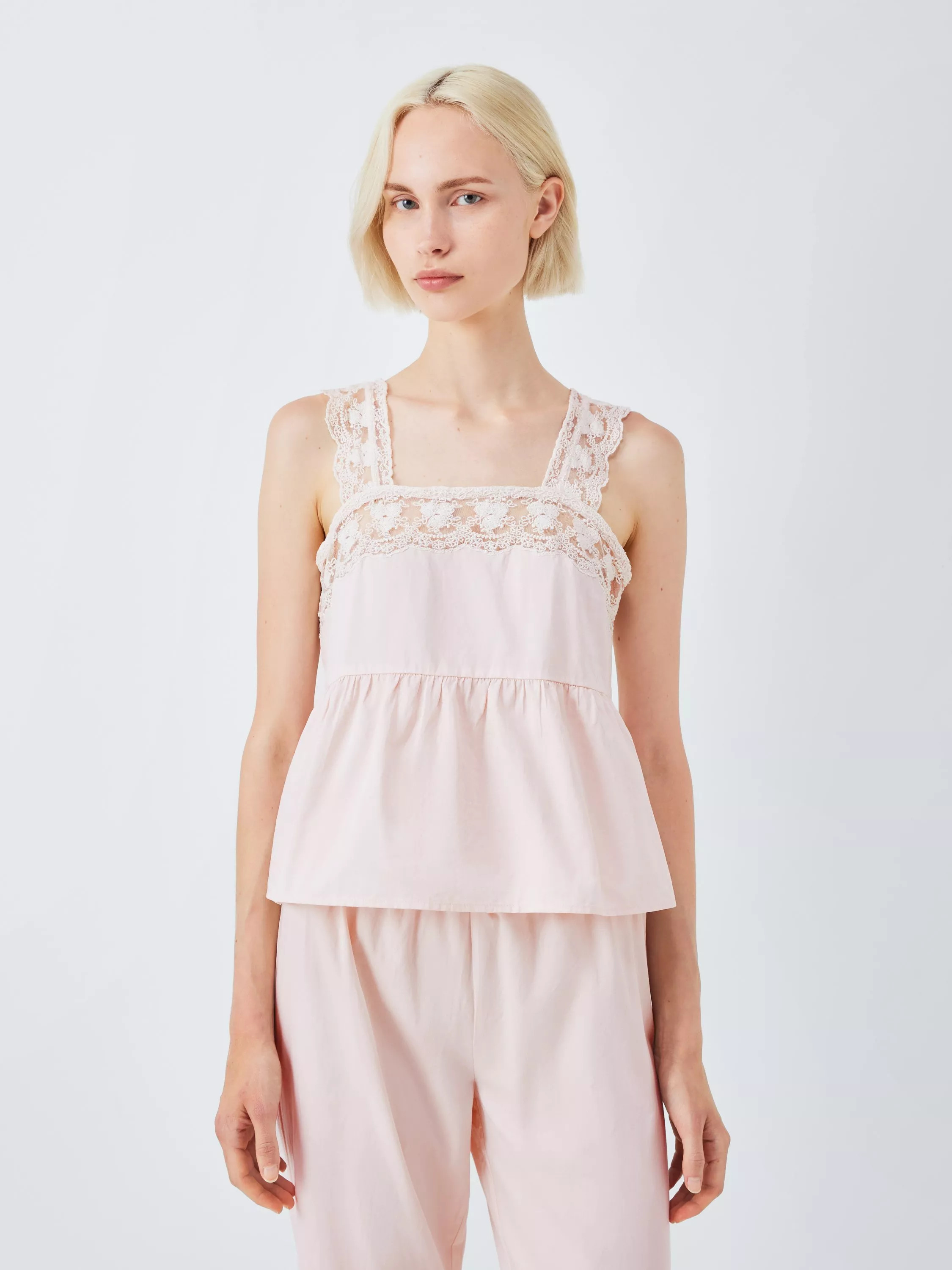 John Lewis Lace Trim Pyjama Set, Delicacy | John Lewis (UK)