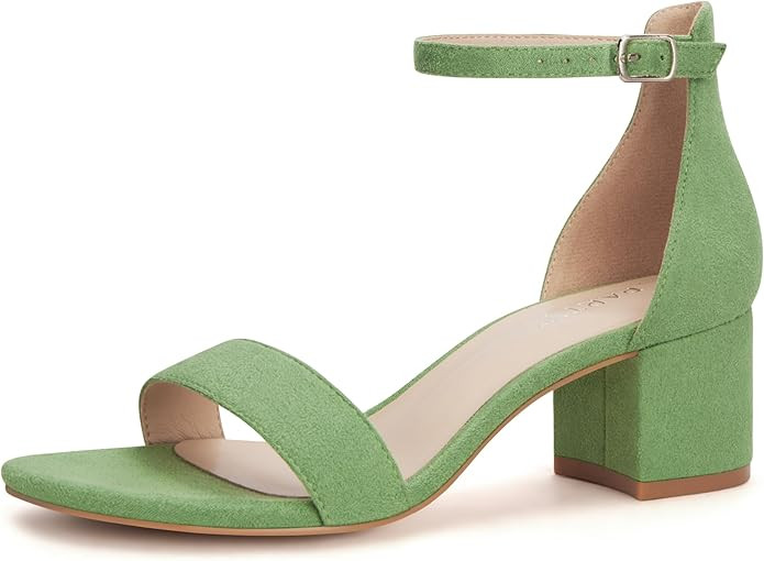 PARTY Women's Open Toe Ankle Strap Low Block Chunky Heels Sandals | Amazon (US)