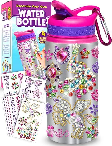 PURPLE LADYBUG Decorate Your Own Water Bottle for Girls Age 6-8 - Cool 8 Year Old Girl Birthday G... | Amazon (US)