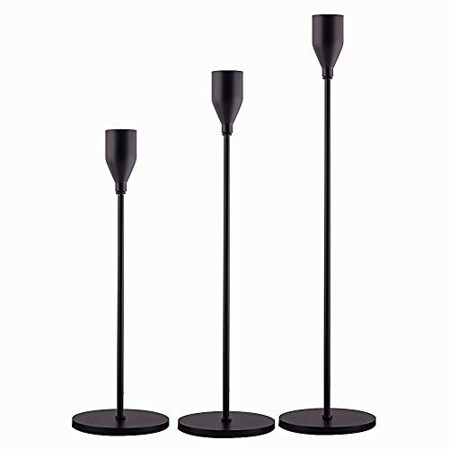 Denique Matte Black Candle Holders Set of 3, Tall Candlestick Holder for Taper Candles, Metal Candel | Amazon (US)