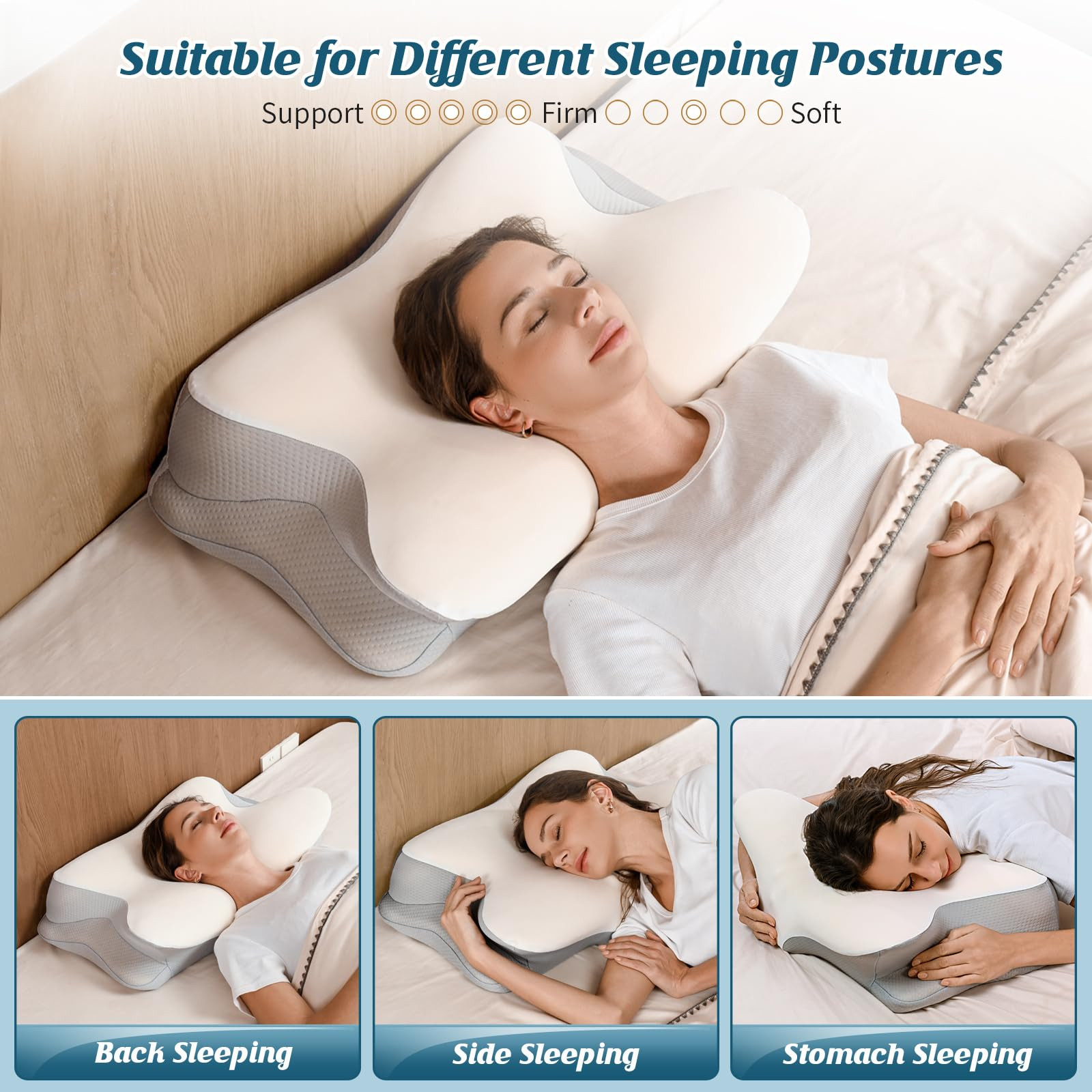 Cervical Neck Pillow for Pain Relief - Ergonomic Side Sleeper Pillow for Sleeping, Contour Orthop... | Amazon (US)