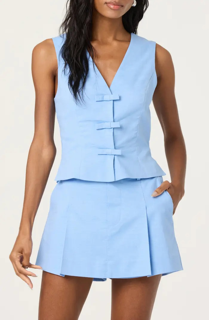 Bow Front Cotton & Linen Vest | Nordstrom