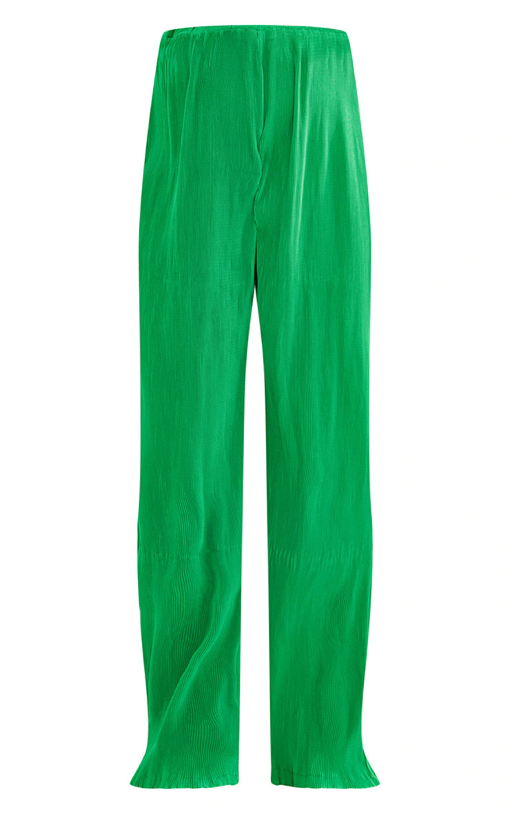 Maternity Bright Green Plisse High Waisted Wide Leg Pants | PrettyLittleThing US