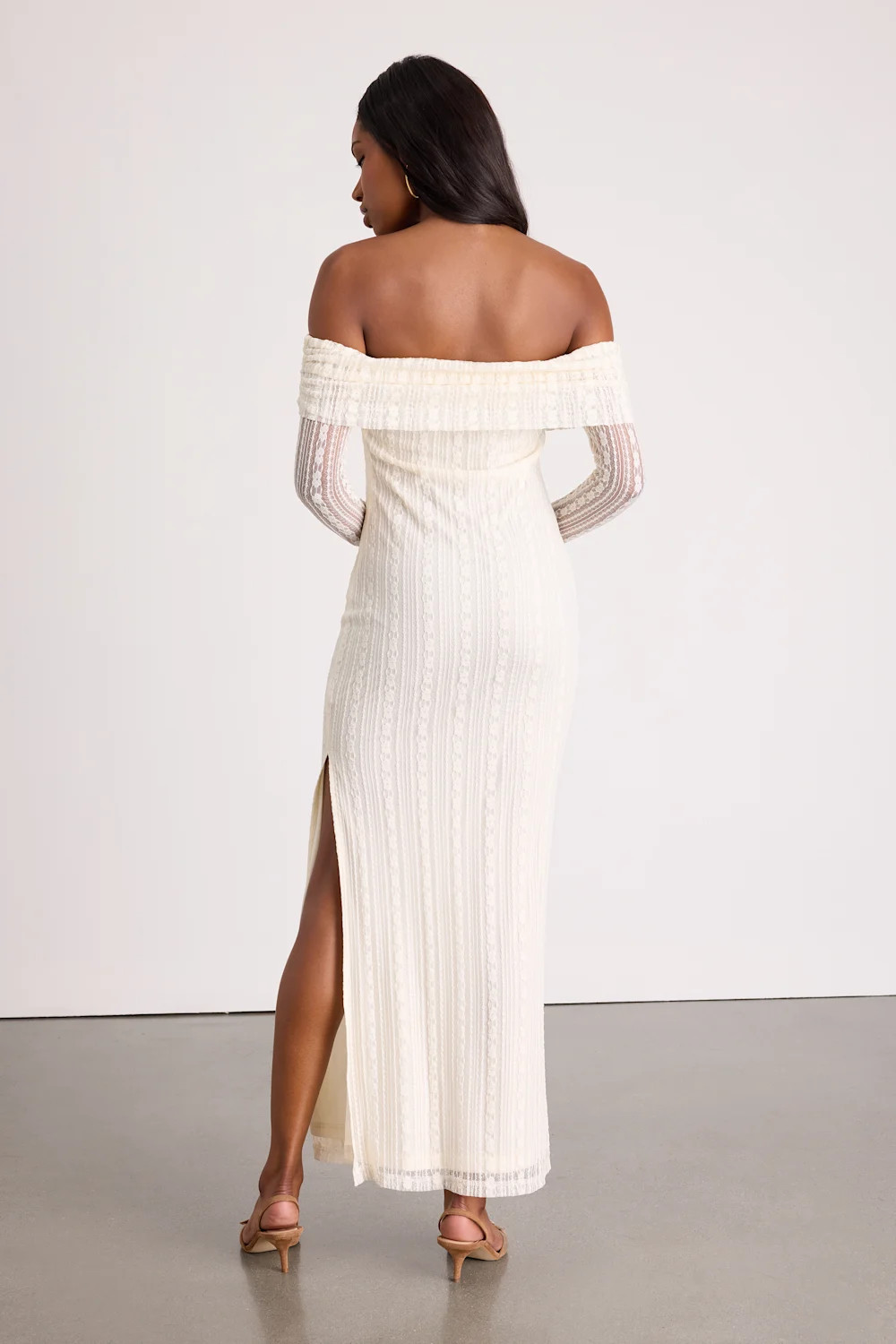 Eulalie Cream Lace Off-the-Shoulder Maxi Dress | Lulus