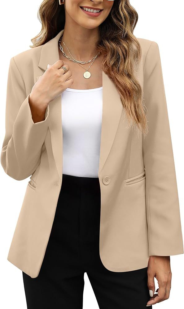 Womens Casual Blazer Notched Lapel Work Office Blazer Jackets Slim Fit Open Front Suit Jacket wit... | Amazon (US)