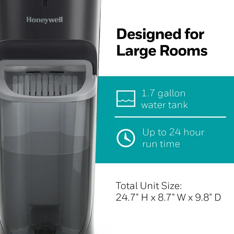 Honeywell 1.7 gal 500 sq ft Top Fill Cool Moisture Humidifier, HEV615B, Black | Walmart (US)