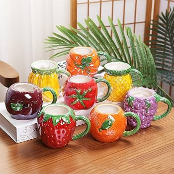 Strawberry Mug Gift for Girlfriend Large 520ml Kawaii 3D Fruit Cup Ceramic Tea Mugs Porcelain Cof... | Amazon (US)