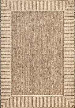 nuLOOM 7' x 9' Outdoor Area Rug, Casual Design With Striped Border, Stain Resistant, Highly Durab... | Amazon (US)