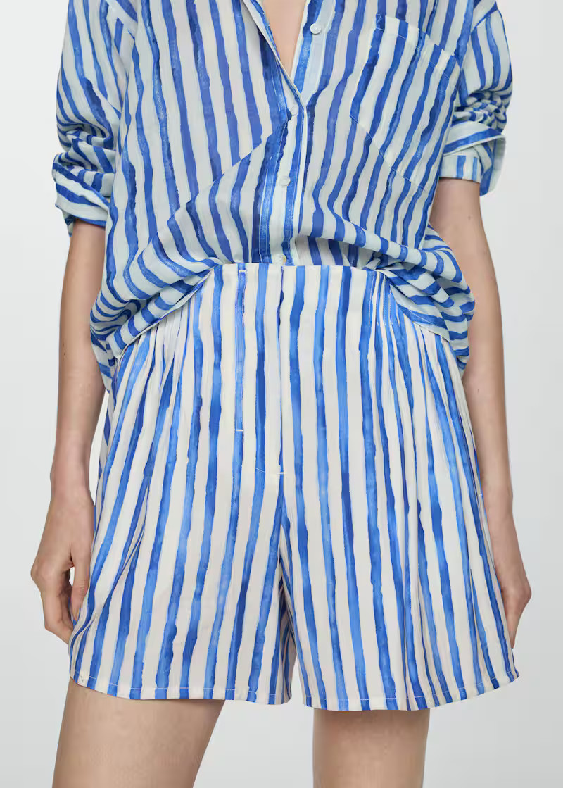 Striped high-waisted shorts -  Women | Mango USA | MANGO (US)