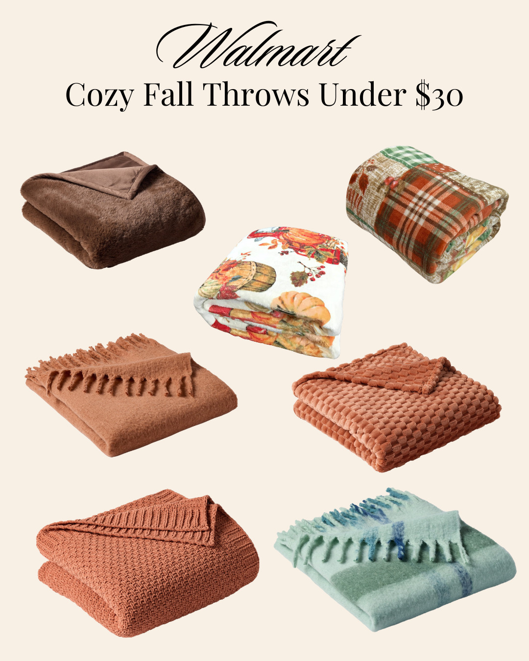 Cozy season is officially here 🍂 I rounded up some of my favorite Walmart Fall throws under $30 that instantly warm up your living room (and your vibes).

Want more Walmart fall decor ideas like this? Swipe through my other posts / see shop → I’ve tagged everything. 

#CozyVibes #FallDecor #ShopWalmart #AffordableLuxury #FallHomeDecor #LTKhome #WalmartFinds #CozyVibes 

 #LTKFallSale #LTKSeasonal #LTKHome