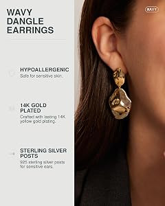 PAVOI 14K Gold Plated Teardrop Statement Drop Dangle Earrings for Women | Amazon (US)