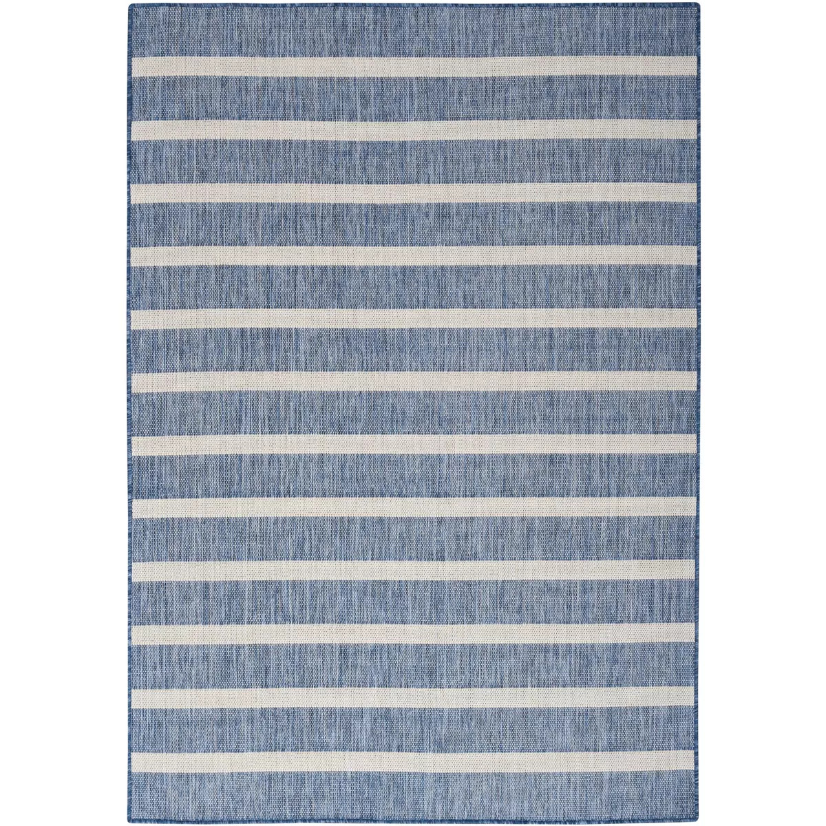 Nourison Positano Modern Stripes Flatweave Indoor Outdoor Low Pile Area Rug Navy Ivory 6' x 9' | Target