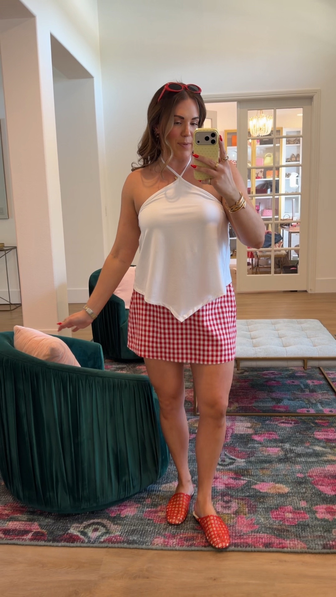 curvy midsize summer look! wearing size large in white handkerchief top and size medium in skort. 50% off this weekend!

#LTKSeasonal #LTKMidsize #LTKSaleAlert