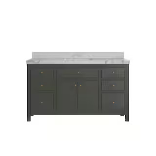 Willow Collections Sonoma 60 in. W x 22 in. D x 36 in. H Single Sink Bath Vanity in Pewter Green ... | The Home Depot