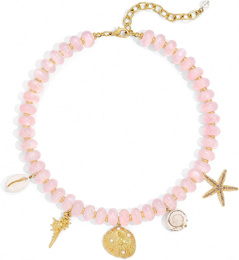 Seashell Fish Necklace for Women Trendy, Chunky Charm Starfish Resin Beaded Necklace Boho Beach S... | Amazon (US)