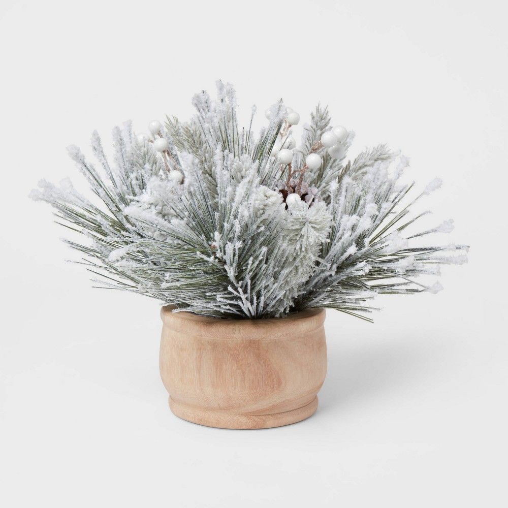 Artificial Flocked Pine Berry/Cone Plant Arrangement Repeat Style - Threshold | Target