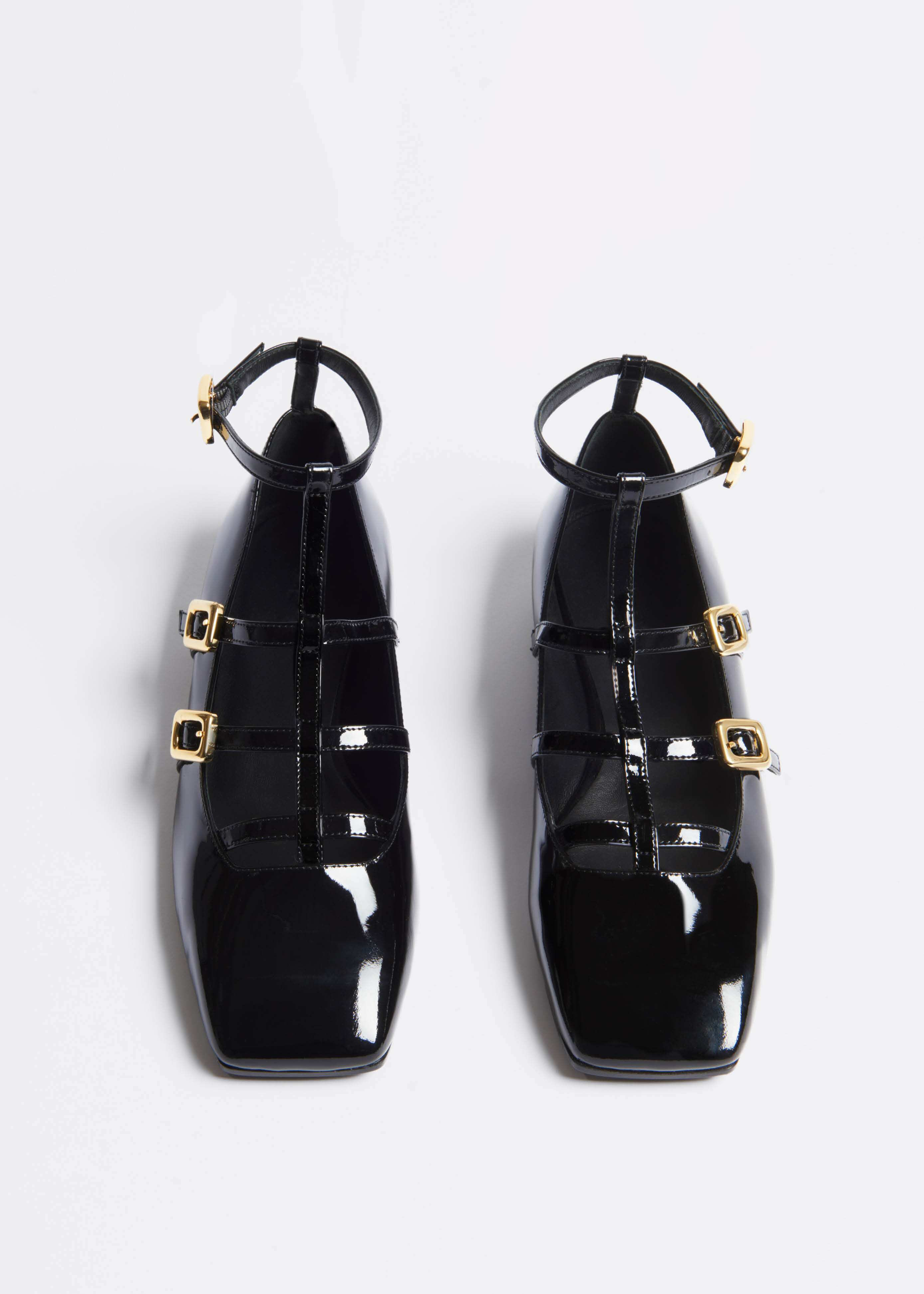 Women's Black Caged T-Bar Ballerina Flat | ME+EM | ME+EM Global (Excluding US)