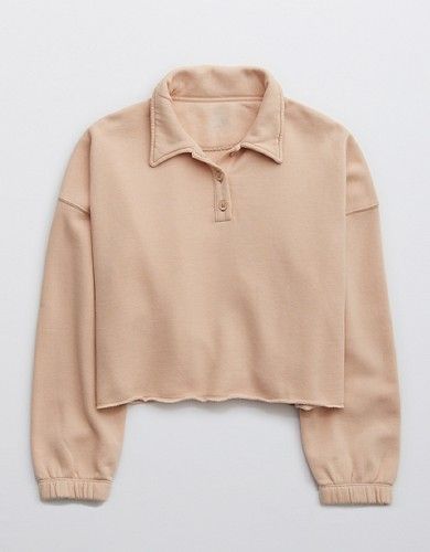 Aerie Fleece-Of-Mind Cropped Polo Sweatshirt | American Eagle Outfitters (US & CA)