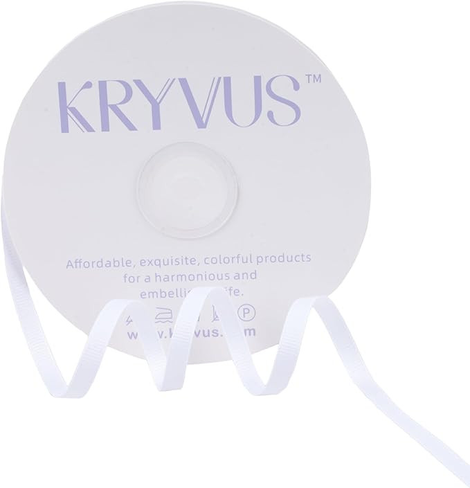 White Ribbon, Grosgrain Ribbon 1/4 Inch x Continuous 50 Yards, White Grosgrain Ribbon for Crafts,... | Amazon (US)