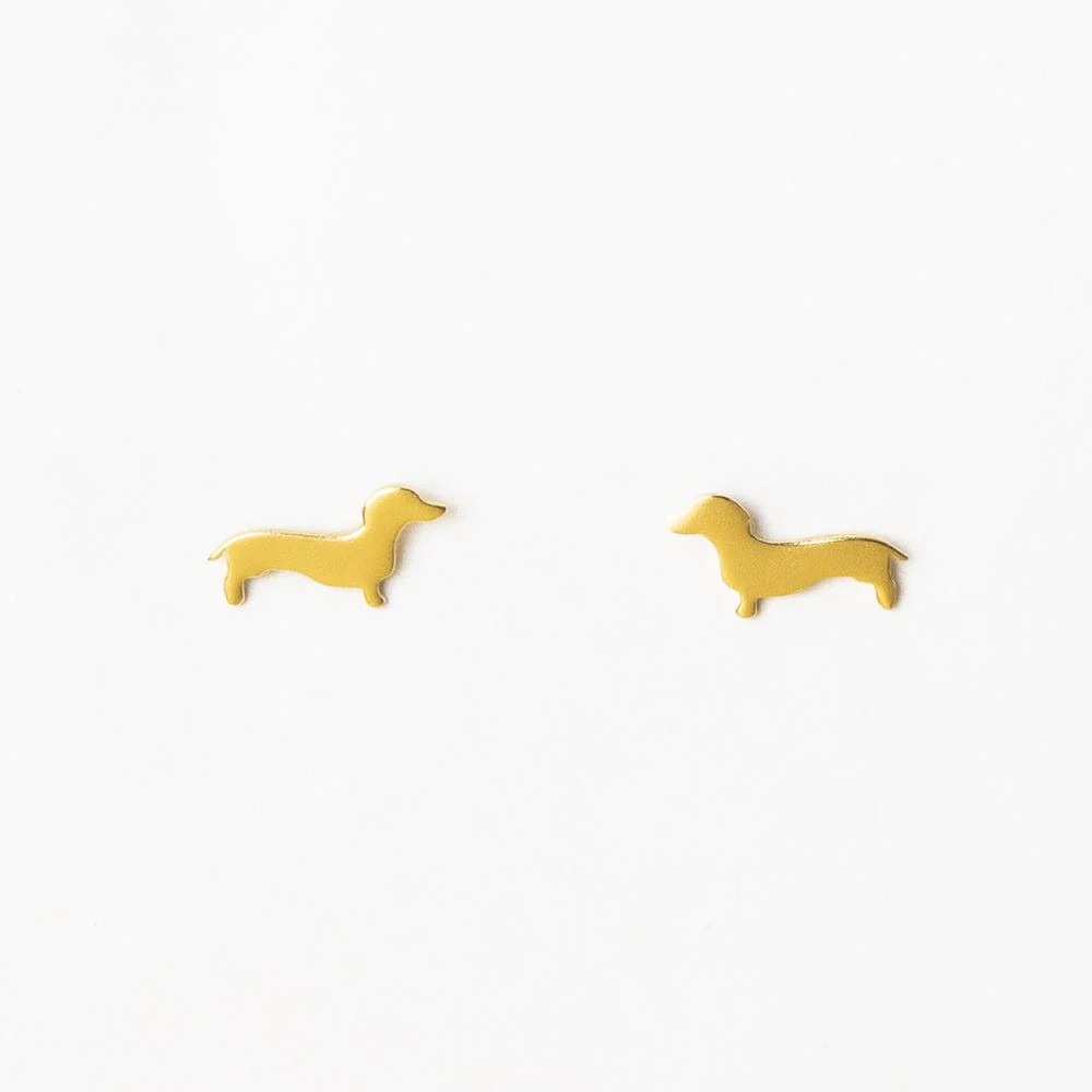 Alice Dachshund Post Earrings 18K Gold | INK+ALLOY