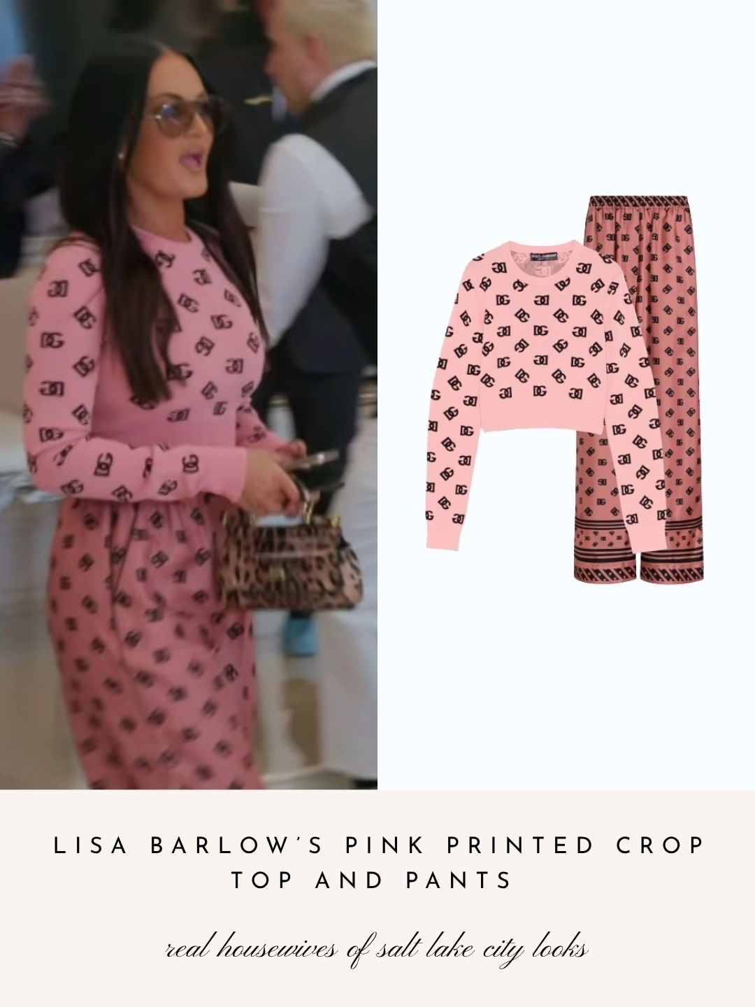 Lisa Barlow’s Pink Printed Crop Top and Pants