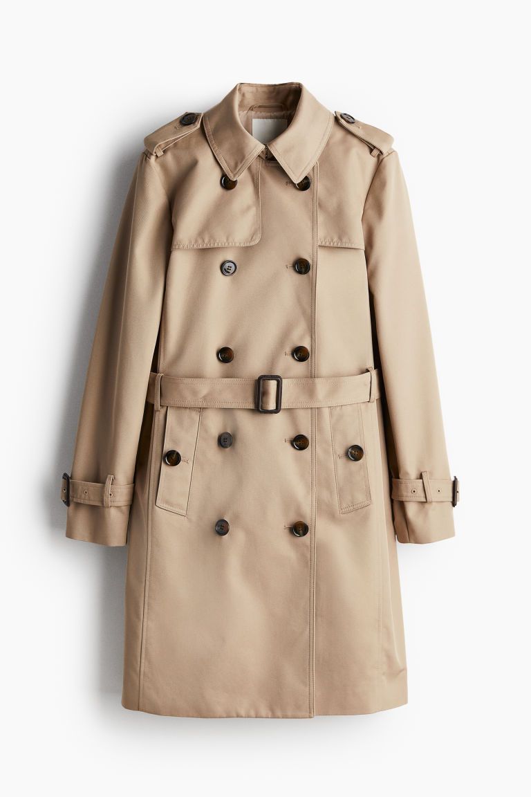 Knee-Length Trench Coat - Long sleeve - Knee-length - Beige - Ladies | H&M US | H&M (US + CA)