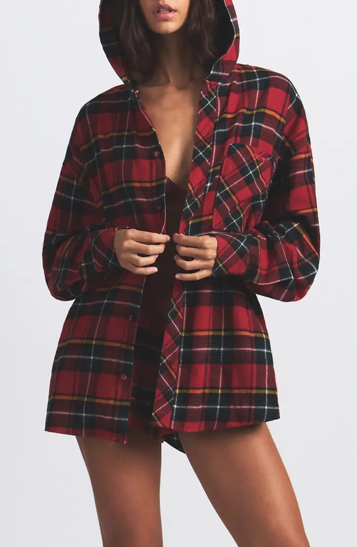 Plaid Flannel Hooded Pajama Top | Nordstrom