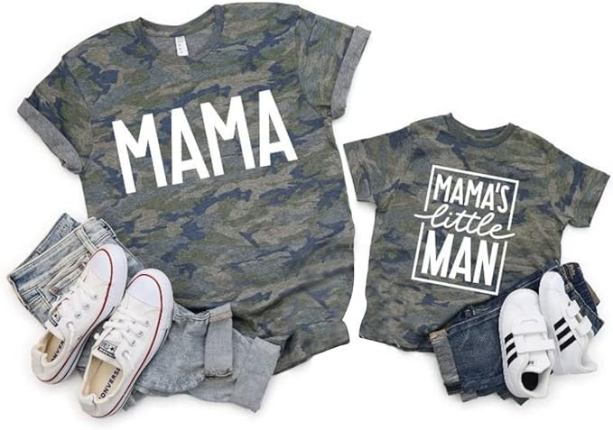 LOTUCY Mom and Son Matching Outfits Mama and Mama's Litter Man Print Shirts Cute Mom and Son Vale... | Amazon (US)