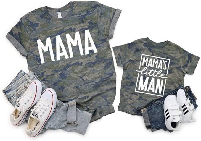 Mom and Son Matching Outfits Mama and Mama's Litter Man Print Shirts Cute Mom and Son Valentine's... | Amazon (US)