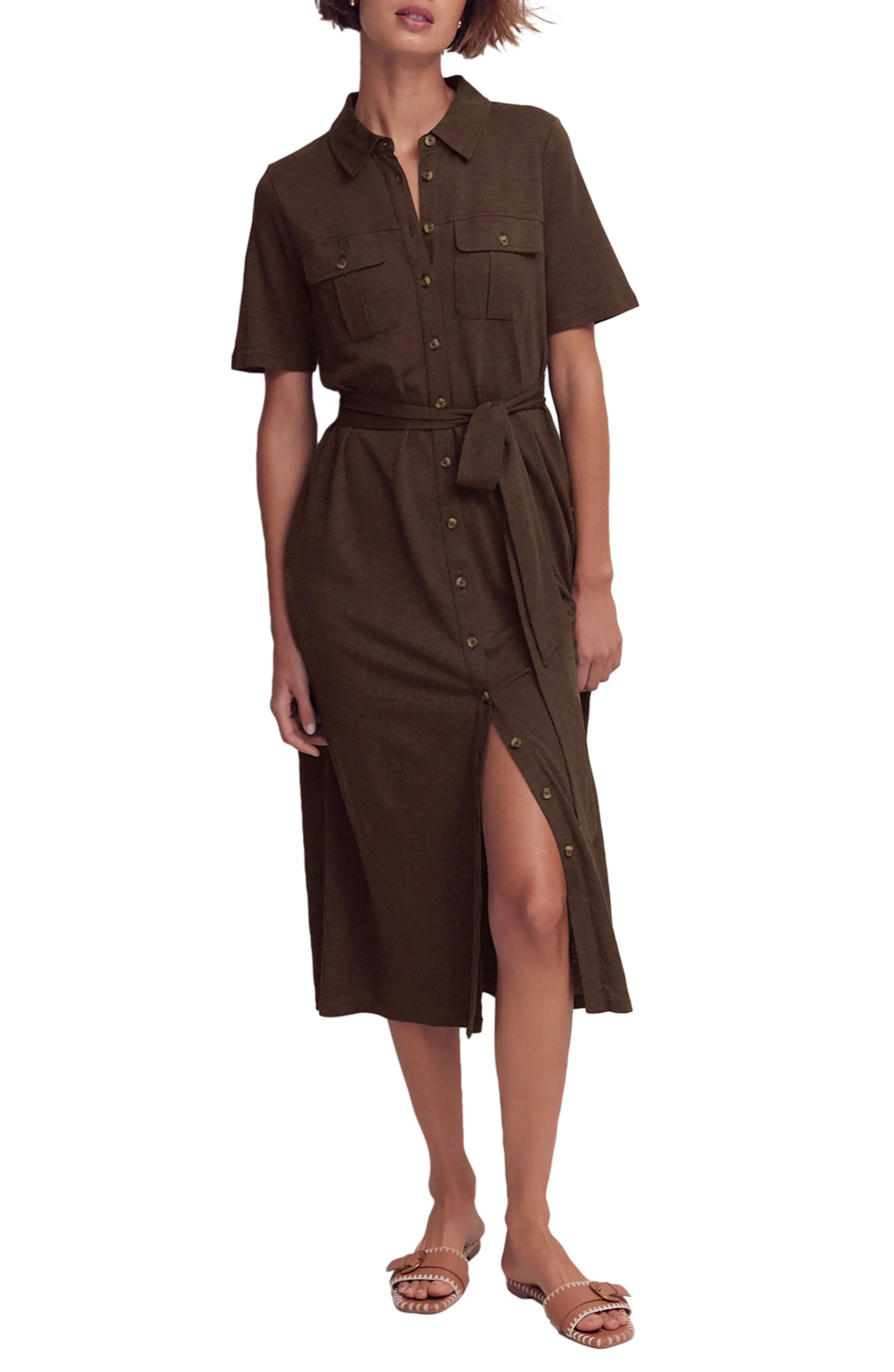 Boden Mavis Belted Jersey Midi Shirtdress (Women) | Nordstrom | Nordstrom