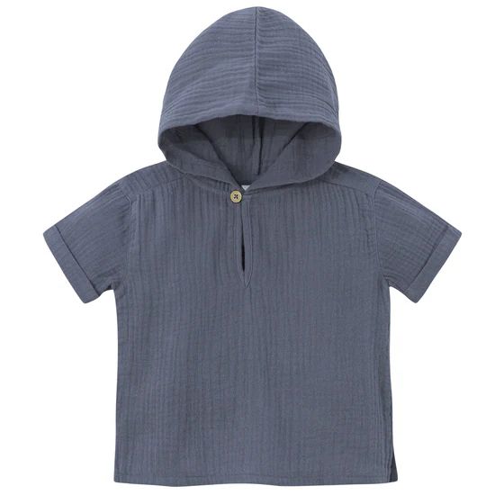 Infant & Toddler Boys Slate Blue Gauze Hoodie | Gerber Childrenswear