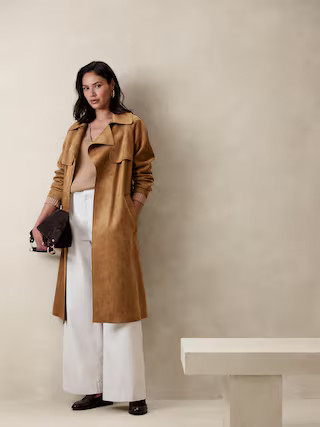 Vegan Suede Trench | Banana Republic Factory