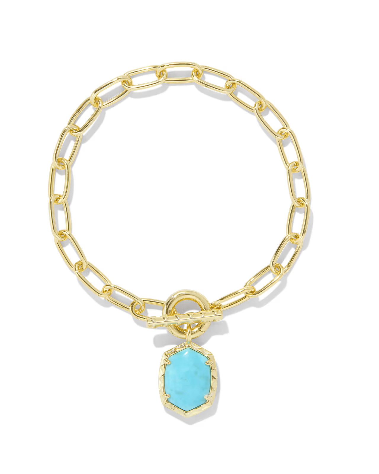 Daphne Gold Link and Chain Bracelet in Variegated Turquoise Magnesite | Kendra Scott