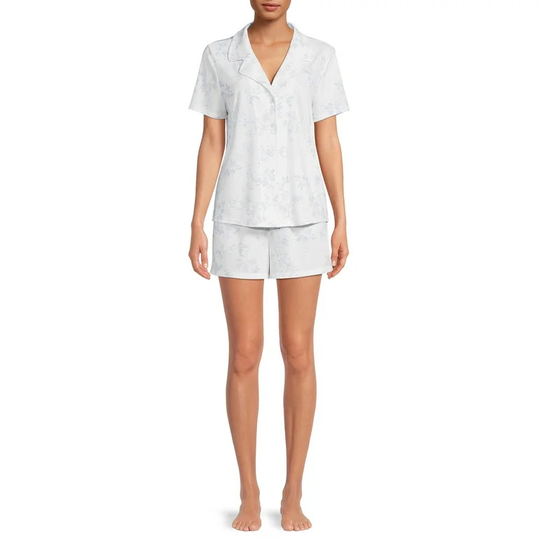 Como Blu Women's Short Sleeve Top and Shorts Pajama Set, 2-Piece | Walmart (US)