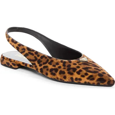 Prada Genuine Calf Hair Slingback Flat in Miele at Nordstrom, Size 39.5 | Nordstrom