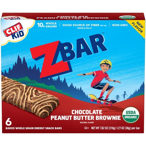 CLIF Kid Zbar Organic Granola Bars, Kids Snacks, Chocolate Peanut Butter Brownie, 6 Ct, 1.27 oz | Walmart (US)