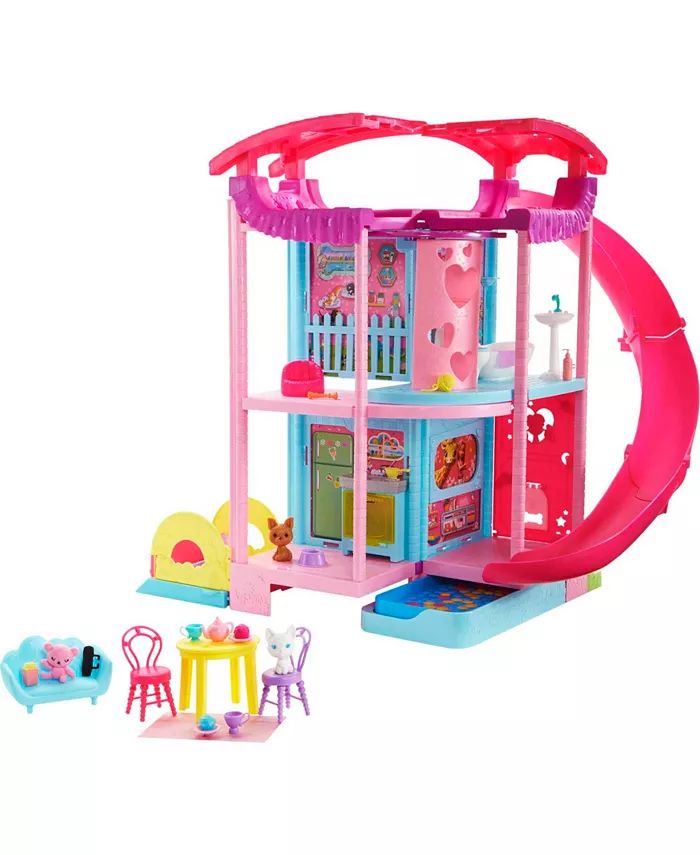 Barbie Chelsea Playhouse with Slide, Pool, Ball Pit, Pet Puppy & Kitten, Elevator, and Accessorie... | Macy's
