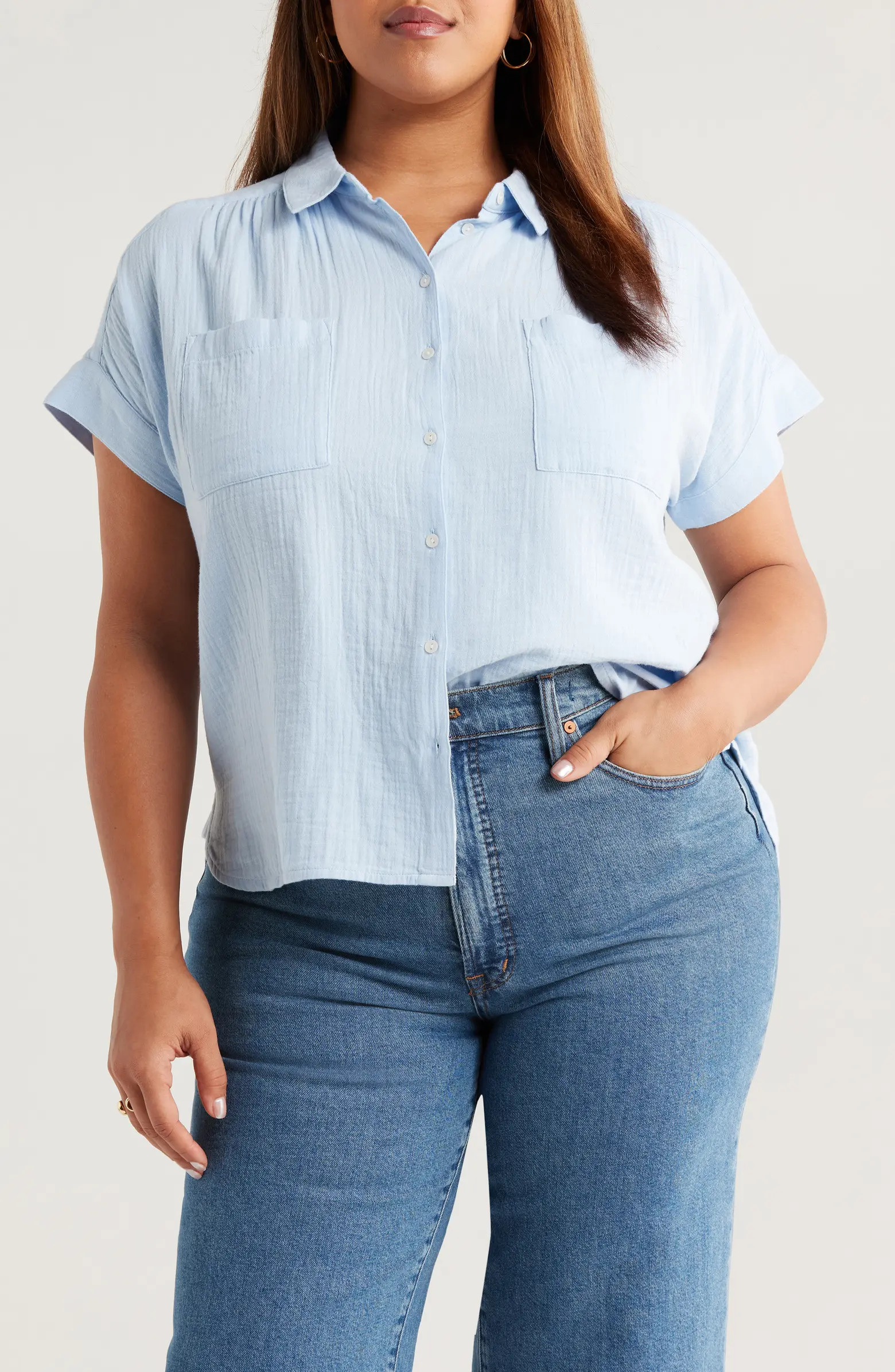 Caslon® Cotton Gauze Button-Up Shirt | Nordstrom | Nordstrom