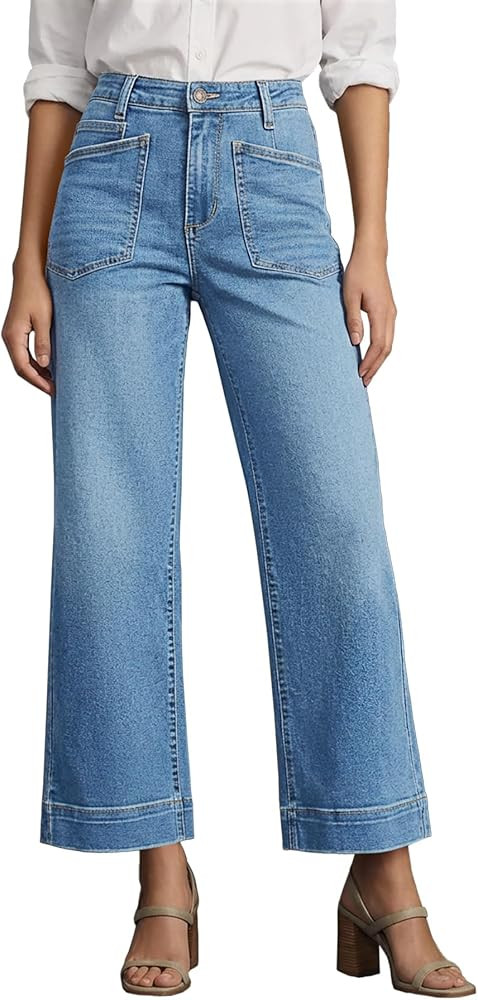 Cicy Bell Womens Cropped Wide Leg Jeans Stretchy High Waisted Trendy Baggy Denim Ankle Pants with... | Amazon (US)