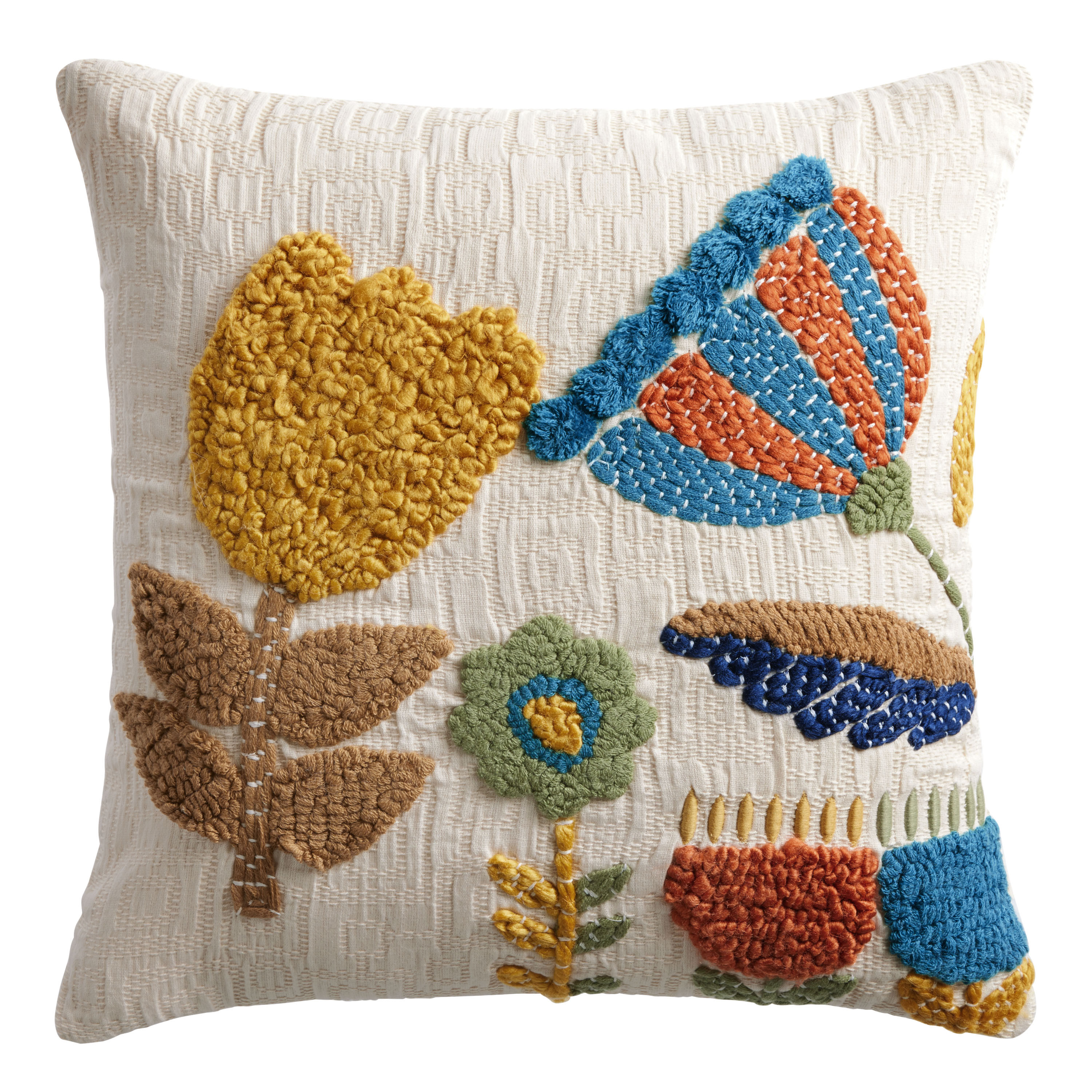 Blue And Yellow Scandi Tulip Throw Pillow | World Market