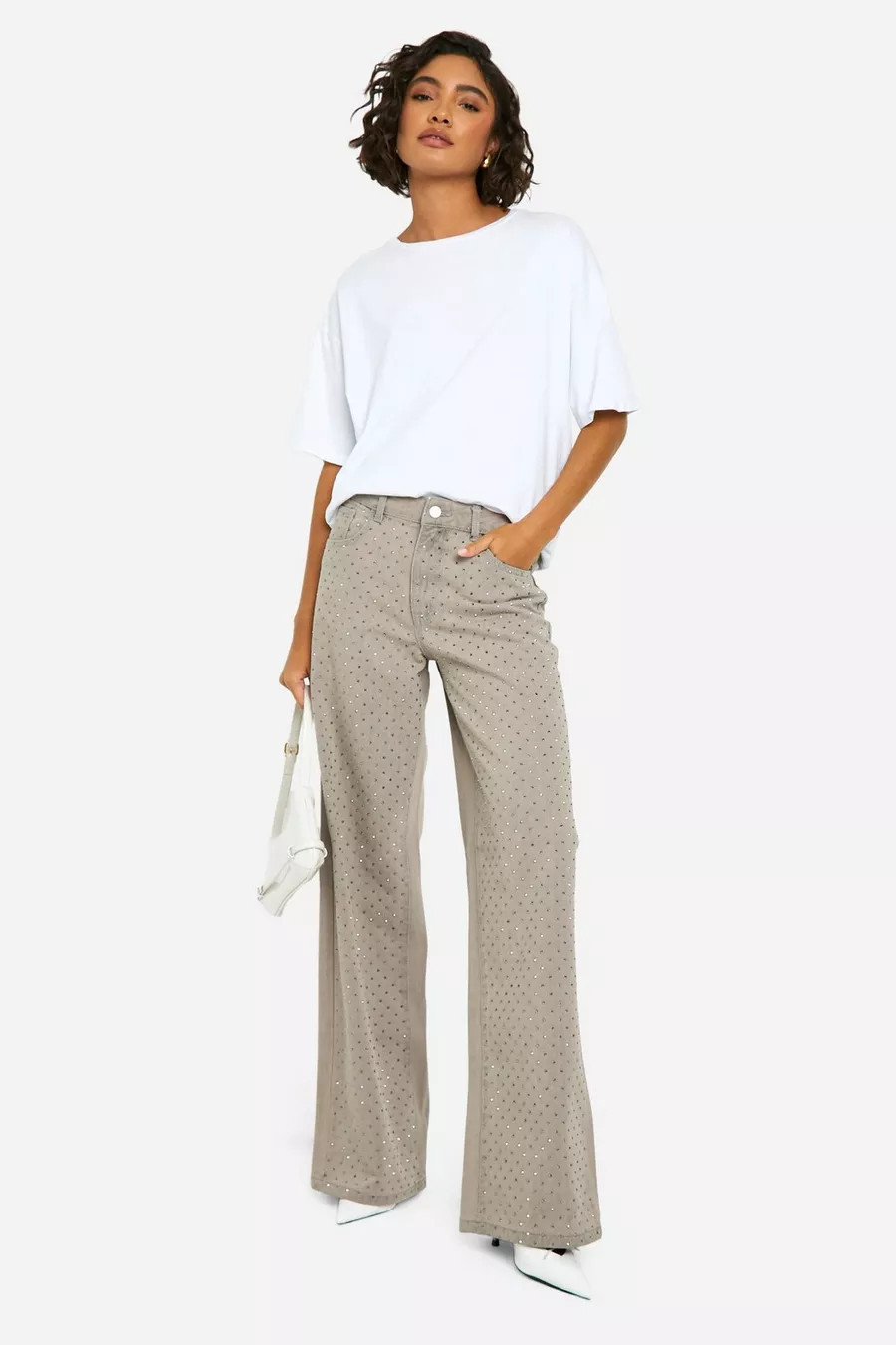 Tall Diamante Embellished Wide Leg Jean | Boohoo.com (NL)