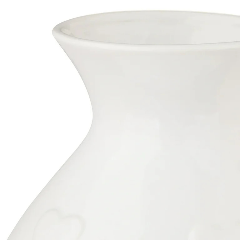 Ceramic Valentine's Day Heart Vase, White, 12", by My Texas House | Walmart (US)