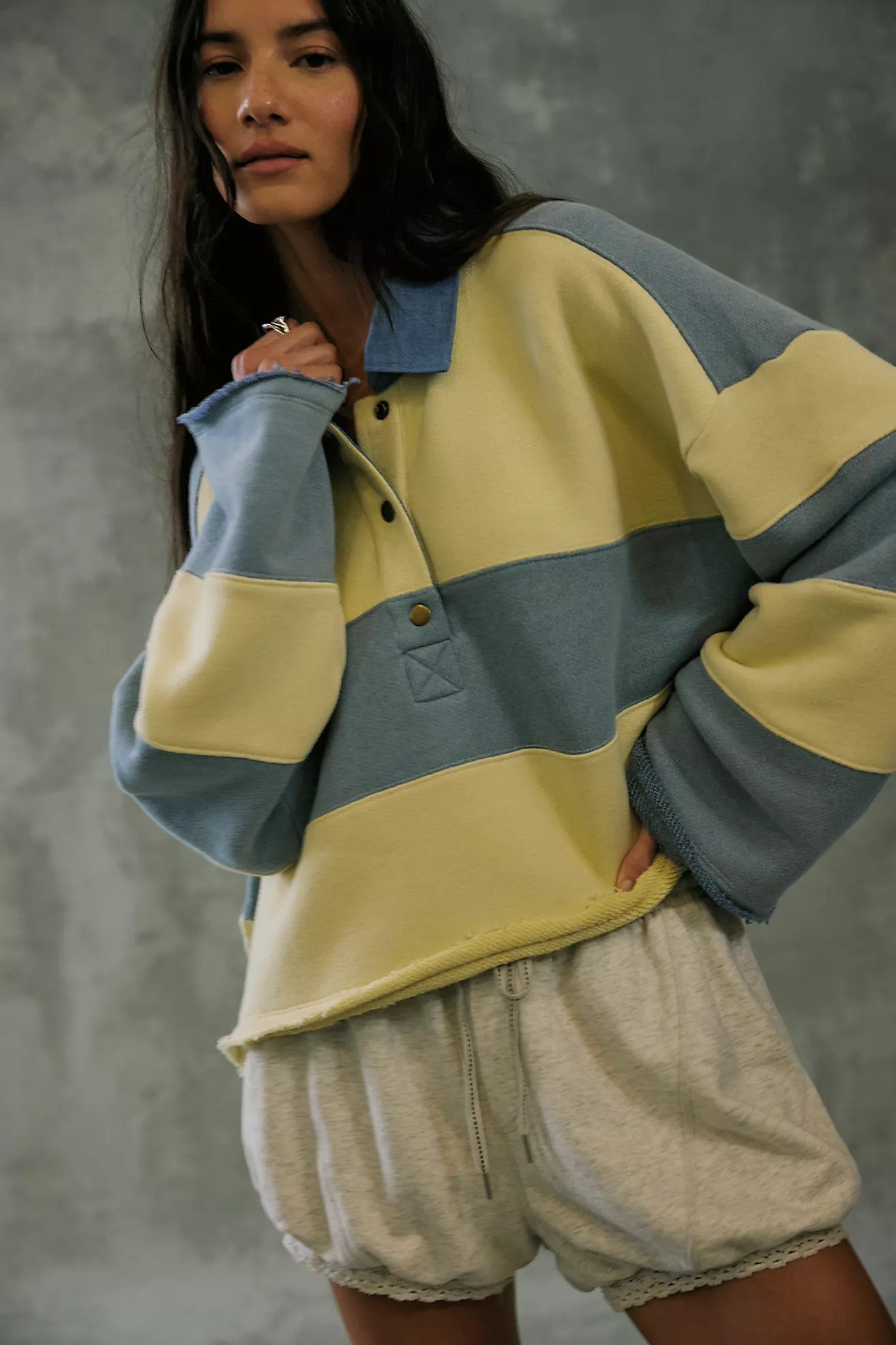 We The Free Bubble Gum Rugby Sweatshirt | Free People (Global - UK&FR Excluded)