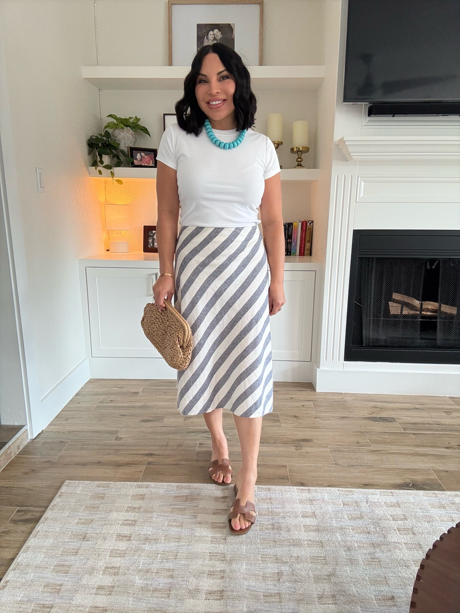 Striped linen skirt for vacation or for summer outfits