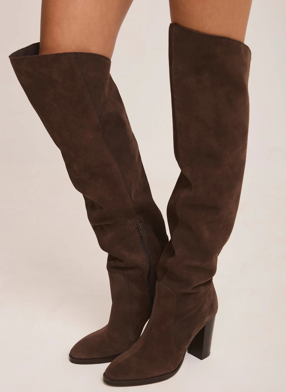 Nova Brown Suede Long Boots | Mint Velvet