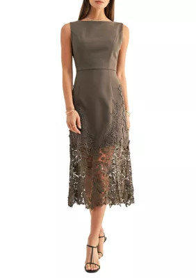 Women's Sara Ruffled Lace Hem Midi Dress | Belk