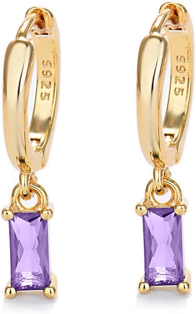 Small Gold Hoop Earrings With Green Drop, Gold Huggie Hoop Earrings For Women 14K Gold Hoops Hypo... | Amazon (US)