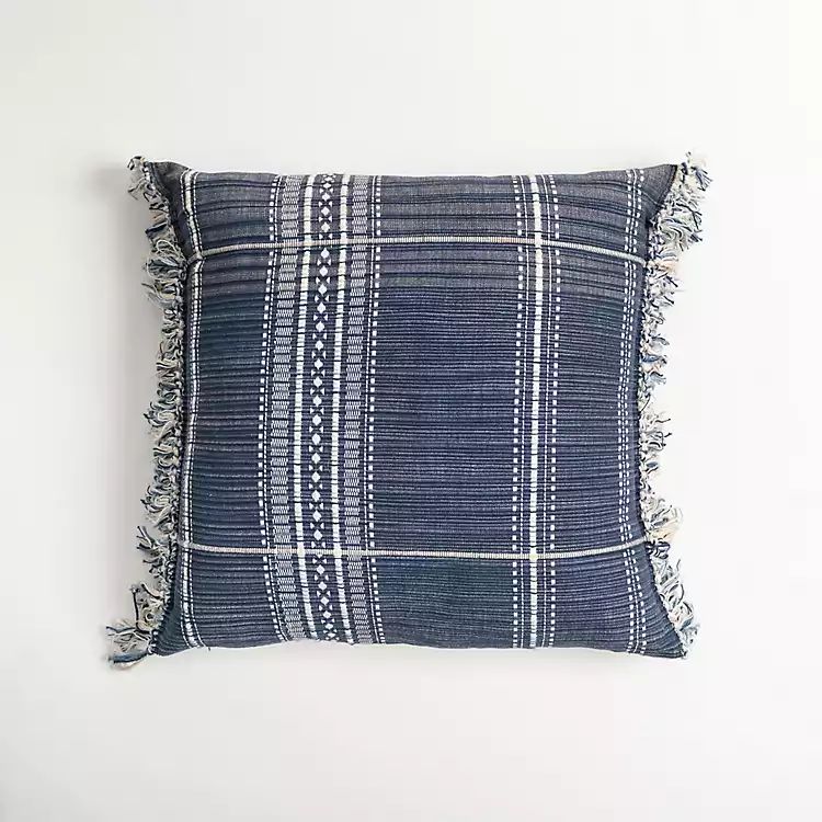 New! Navy and White Plaid Reversible Throw Pillow | Kirkland's Home