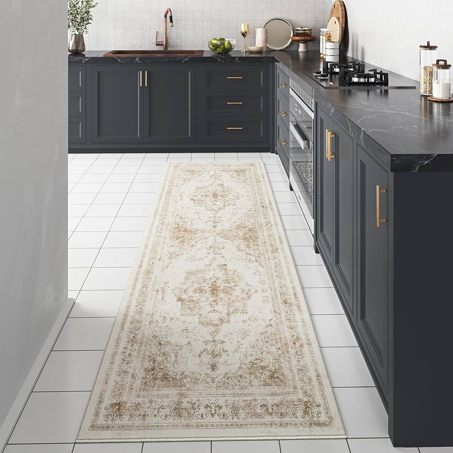 Runner Rug 2x6 Vintage Hallway Long Area Carpet Kitchen Indoor Bedroom Beige Medallion Washable T... | Amazon (US)