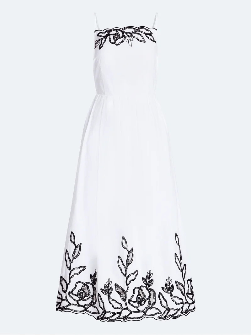 Free Assembly Women's and Women's Plus Embroidered Cotton Midi Dress, Sizes XS-4X | Walmart (US)